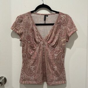 Paisley pink short sleeve blouse